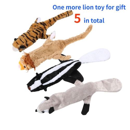 Dog Squeaky Toys;  No Stuffing Plush Chew Toy for Small Medium Dogs Puppy Aggressive Chewers Large Breed;  5 Pack Cute Animal;  Tough Durable Tee