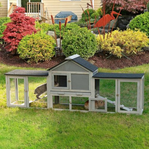 Three-Compartment Rabbit Hutch - Grey Three-Compartment Rabbit Hutch - Grey